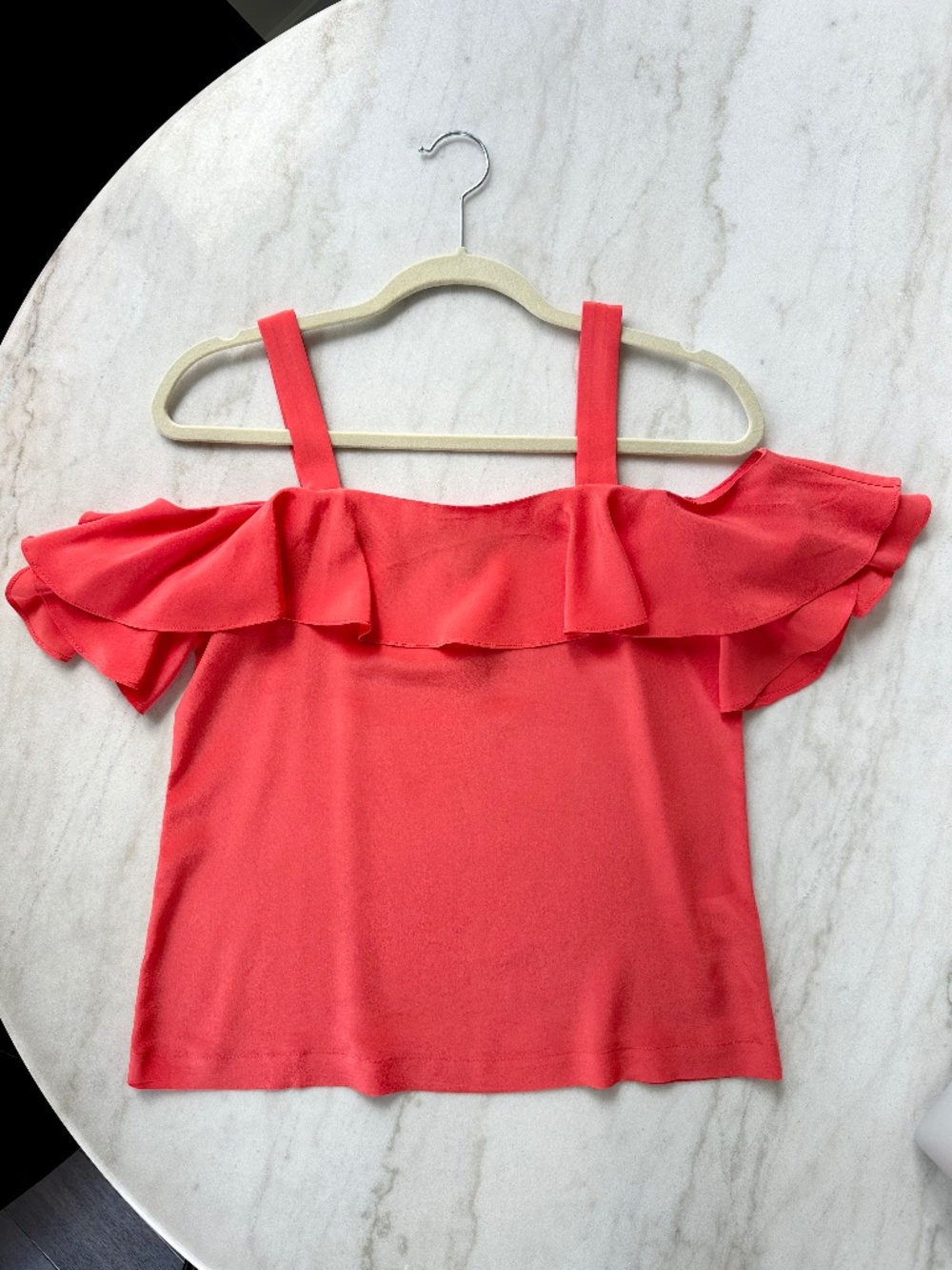 J. Crew Coral Ruffle Off-the-Shoulder Top - Size 00